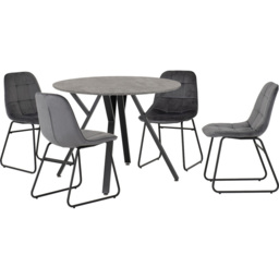Seconique Athens Lukas 4 Seater Dining Set Concrete and Grey - Wilko - thumbnail 3