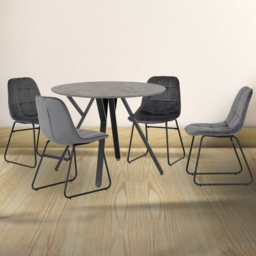 Seconique Athens Lukas 4 Seater Dining Set Concrete and Grey - Wilko - thumbnail 1