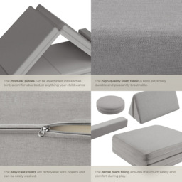 tectake Lilly Grey 8 Piece Thick Padding Kids Sofa - Size: 45 x 120 x 60cm - Wilko - thumbnail 6