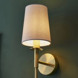 Merano Florence Satin Brass and Vintage White Fabric Wall Lamp - Size: 17 x 13 x 44.8cm - Wilko - thumbnail 4