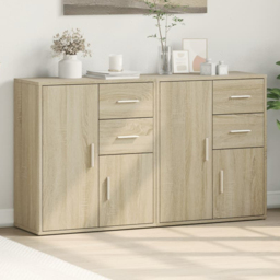 vidaXL 2 Door 2 Drawer Sonoma Oak Sideboard Set of 2 - Size: 70 x 31 x 60cm - Brown - Wilko - thumbnail 1