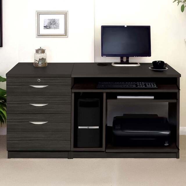 R White Cabinets 2 Drawer Single Cabinet Set-06 Computer Desk Black - Size: 72.8 x 132.9 x 54cm - Wilko - image 1