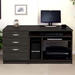 R White Cabinets 2 Drawer Single Cabinet Set-06 Computer Desk Black - Size: 72.8 x 132.9 x 54cm - Wilko