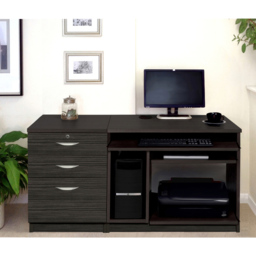 R White Cabinets 2 Drawer Single Cabinet Set-06 Computer Desk Black - Size: 72.8 x 132.9 x 54cm - Wilko - thumbnail 5