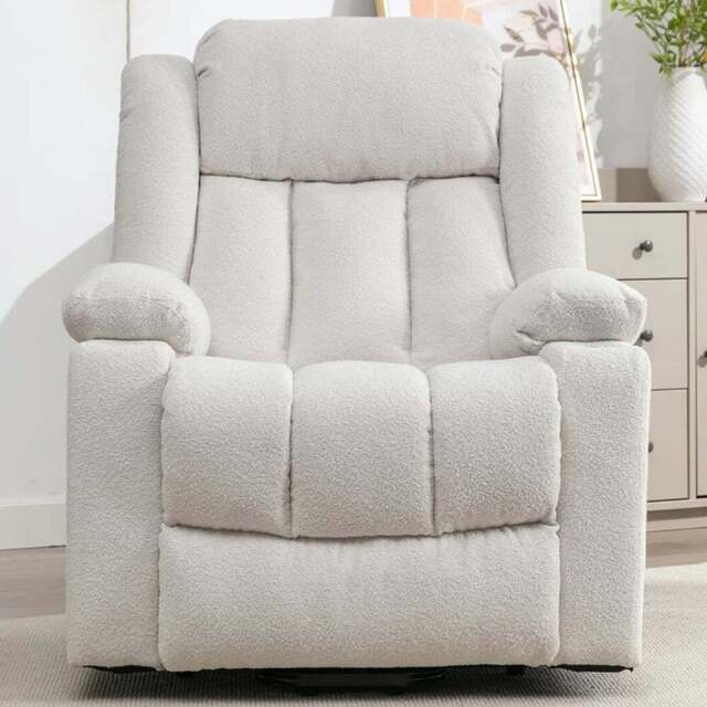 Artemis Home Lovell Cream Massage and Heat Electric Recliner Chair - Size: Single - Wilko - image 1