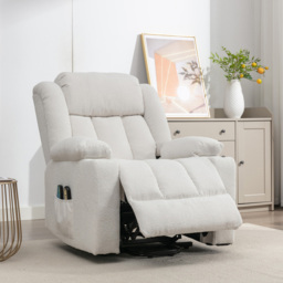 Artemis Home Lovell Cream Massage and Heat Electric Recliner Chair - Size: Single - Wilko - thumbnail 3