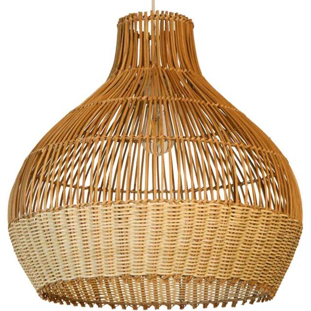Lighting Collection Tusk Natural Rattan Bell Ceiling Lamp Shade 50cm - Size: 14 x 95 x 96cm - Natural and Cream - Wilko - image 1