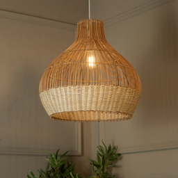 Lighting Collection Tusk Natural Rattan Bell Ceiling Lamp Shade 50cm - Size: 14 x 95 x 96cm - Natural and Cream - Wilko - thumbnail 3
