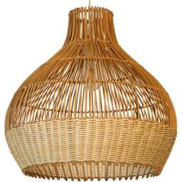 Lighting Collection Tusk Natural Rattan Bell Ceiling Lamp Shade 50cm - Size: 14 x 95 x 96cm - Natural and Cream - Wilko