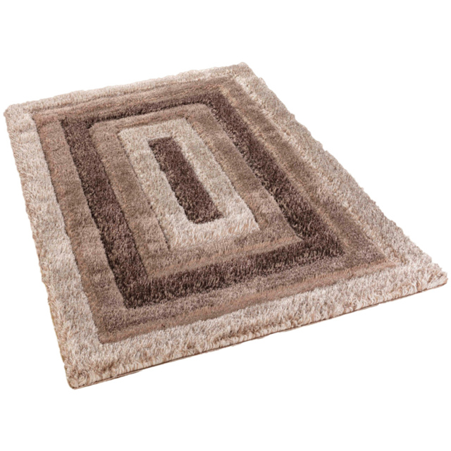 Desire Rug Modern Bronze Bordered Shimmer Soft Shaggy Area Rug 200 x 290cm - Desire Rugs - Wilko - image 1