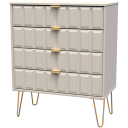Crowndale Cube 4 Drawer Matt Kashmir Chest of Drawers Ready Assembled - Cream - Wilko - thumbnail 3