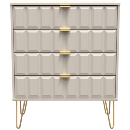 Crowndale Cube 4 Drawer Matt Kashmir Chest of Drawers Ready Assembled - Cream - Wilko - thumbnail 4