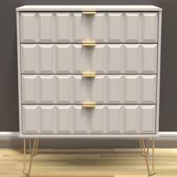 Crowndale Cube 4 Drawer Matt Kashmir Chest of Drawers Ready Assembled - Cream - Wilko