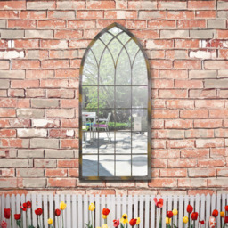 MirrorOutlet Somerley Rustic Arched Garden Mirror 115 x 50cm - Size: 115 x 50 x 3cm - Silver - Wilko - thumbnail 6