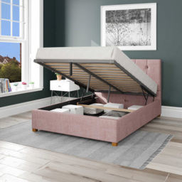 Aspire Hepburn King Size Tea Rose Pure Pastel Cotton Ottoman Bed - Pink - Aspire Beds - Wilko - thumbnail 3