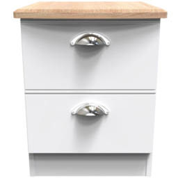 Crowndale Victoria 2 Drawer White Ash and Oak Bedside Cabinet - Wilko - thumbnail 3