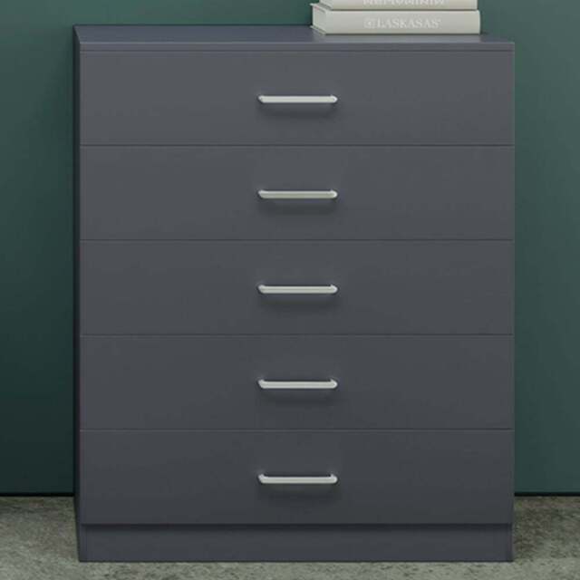 Seconique Dakota 5 Drawer Dark Grey Storage Chest - Wilko - image 1