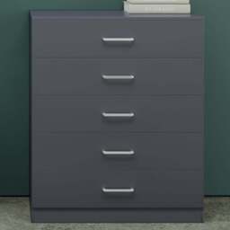 Seconique Dakota 5 Drawer Dark Grey Storage Chest - Wilko - thumbnail 1