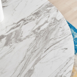 Furniturebox Arona Fortana Marble Effect 6 Seater Round Dining Set White Chrome and Mustard - Yellow - Wilko - thumbnail 6