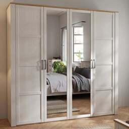 Florence 4 Door Riviera Oak and White Wardrobe with Mirrors - Multi - Furniture To Go - Wilko - thumbnail 1
