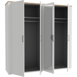 Florence 4 Door Riviera Oak and White Wardrobe with Mirrors - Multi - Furniture To Go - Wilko - thumbnail 5