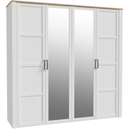 Florence 4 Door Riviera Oak and White Wardrobe with Mirrors - Multi - Furniture To Go - Wilko - thumbnail 3