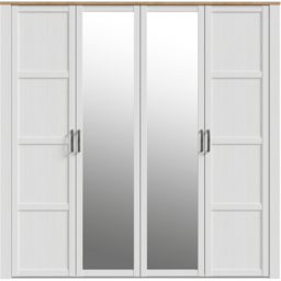 Florence 4 Door Riviera Oak and White Wardrobe with Mirrors - Multi - Furniture To Go - Wilko - thumbnail 4