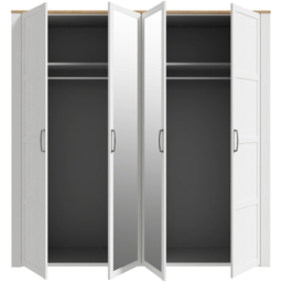 Florence 4 Door Riviera Oak and White Wardrobe with Mirrors - Multi - Furniture To Go - Wilko - thumbnail 6