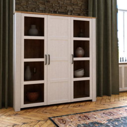 Florence Bohol 3 Door White Riviera Oak Large Display Cabinet - Size: 42 x 151 x 160cm - Wilko - thumbnail 7