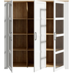 Florence Bohol 3 Door White Riviera Oak Large Display Cabinet - Size: 42 x 151 x 160cm - Wilko - thumbnail 5