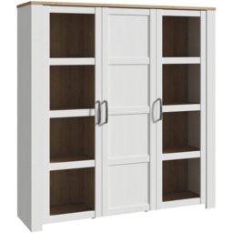 Florence Bohol 3 Door White Riviera Oak Large Display Cabinet - Size: 42 x 151 x 160cm - Wilko - thumbnail 3