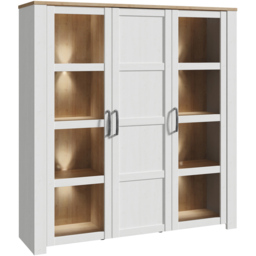 Florence Bohol 3 Door White Riviera Oak Large Display Cabinet - Size: 42 x 151 x 160cm - Wilko - thumbnail 6