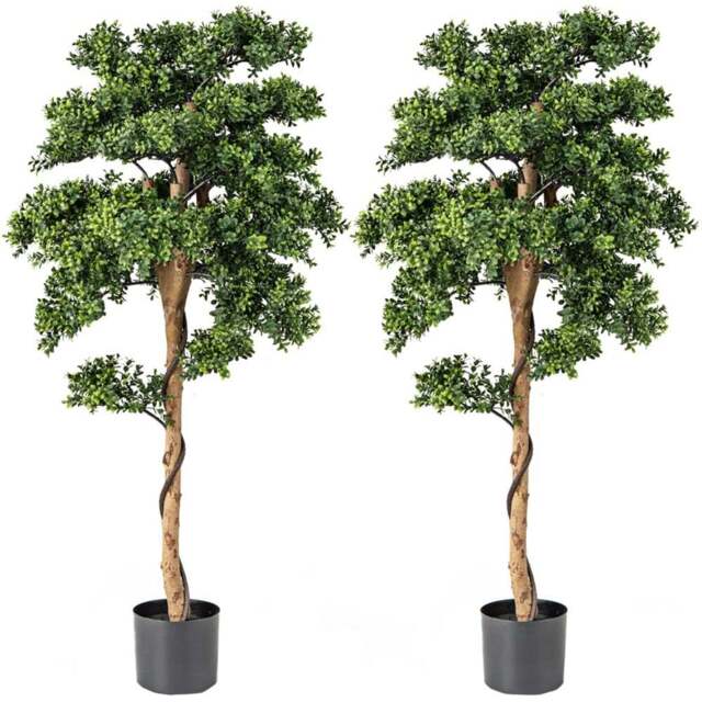 Costway Green Artificial Boxwood Topiary Tree Potted Plants 2 Pack - Size: 16.5 x 16.5 x 130cm - Wilko - image 1