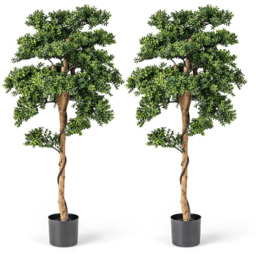 Costway Green Artificial Boxwood Topiary Tree Potted Plants 2 Pack - Size: 16.5 x 16.5 x 130cm - Wilko - thumbnail 4