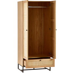 Julian Bowen Padstow 2 Door Single Drawer Oak Wardrobe - Size: 2 Door, Single Drawer - Wood - Wilko - thumbnail 5
