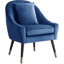 Artemis Home Octavia Blue Velvet Accent Chair - Size: Single - Wilko - thumbnail 3
