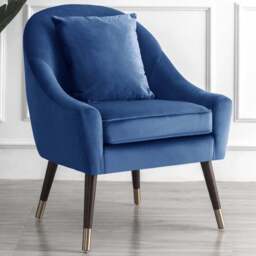Artemis Home Octavia Blue Velvet Accent Chair - Size: Single - Wilko