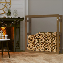 vidaXL Honey Brown Pine Wood Firewood Log Holder 100 x 100 x 25cm - Wilko - thumbnail 3