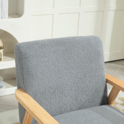 HOMCOM Grey Wood Frame Accent Armchair with Cashmere Cushions - Size: Single - Wilko - thumbnail 4
