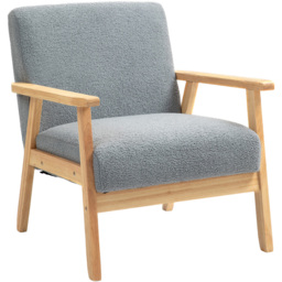 HOMCOM Grey Wood Frame Accent Armchair with Cashmere Cushions - Size: Single - Wilko - thumbnail 3