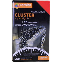 Premier SupaBrights 2000 Cool and Warm White LED Green Cable Cluster Light 25m - Size: 5 x 2500 x 5cm - Wilko - thumbnail 3
