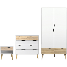 Florence Oslo White and Oak 3 Piece Bedroom Furniture Set - Furniture To Go - Wilko - thumbnail 3