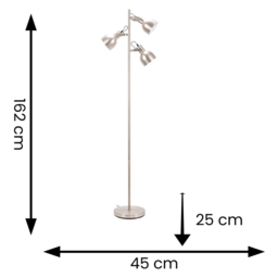 ValueLights Albie Chrome 3 Way Adjustable LED Floor Lamp - Size: 162 x 45 x 25cm - Silver - Wilko - thumbnail 7