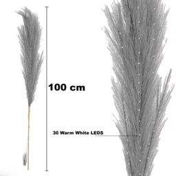Shatchi Pre Lit Grey Pampas Grass 100cm - Size: 100 x 8 x 8cm - Wilko - thumbnail 6