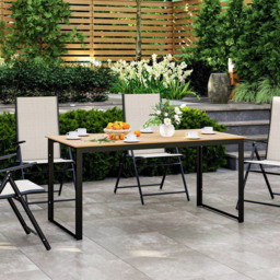 Outsunny 6 Seater Slate Top Teak Garden Table - Yellow - Wilko - thumbnail 5