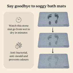 Misona Grey Diatomite Stone Bath Mat 39 x 60cm - Wilko - thumbnail 3