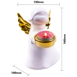 St Helens Small White and Gold Winged Angel Ceramic Tea Light Holder - Size: 12 x 11 x 16cm - Multi - Wilko - thumbnail 5