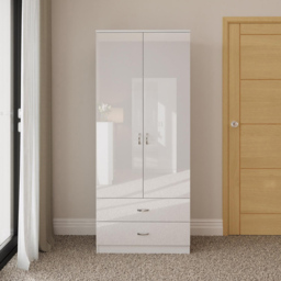 FWStyle Chilton 2 Door 2 Drawer White Gloss Wardrobe - Size: 2 Door, 2 Drawer - Wilko - thumbnail 6