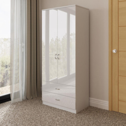 FWStyle Chilton 2 Door 2 Drawer White Gloss Wardrobe - Size: 2 Door, 2 Drawer - Wilko - thumbnail 7