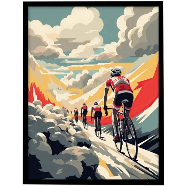 Artery8 Paris Roubaix Hell Haute Cycle Tour Road Race Framed Wall Art Print 30 x 41cm - Size: 43.3 x 33.3 x 1.5cm - Multi - Wilko - image 1